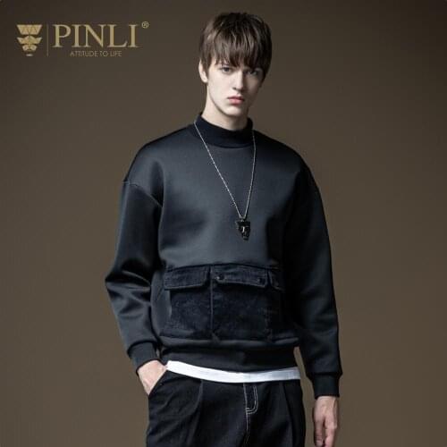 Free shipping New mens male unique fashion casual 2020 autumn black high neck corduroy tooling pocket sweatershirt B204309189