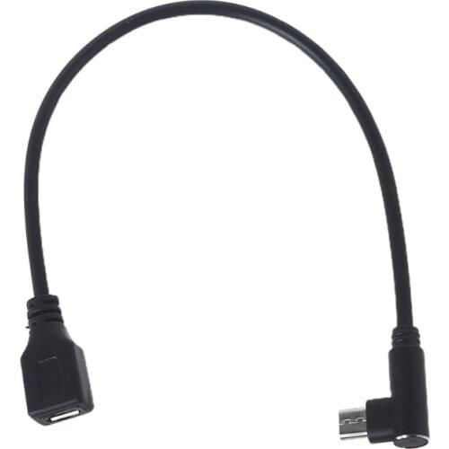 Safe Black Portable Elbow Metal Head Compatible with Driving Recorder and More Cell Phone Micro USB Extension Cable