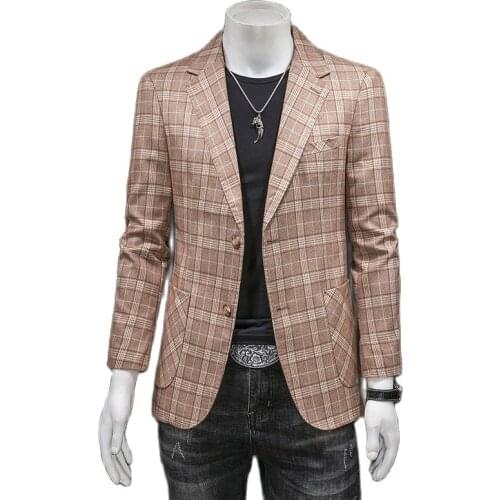 Brand Clothing Mens Casual SuitJacket Korean Version Slim Suit Hot Sale Top Coat Business Long Sleeves Button Cotton Blazers