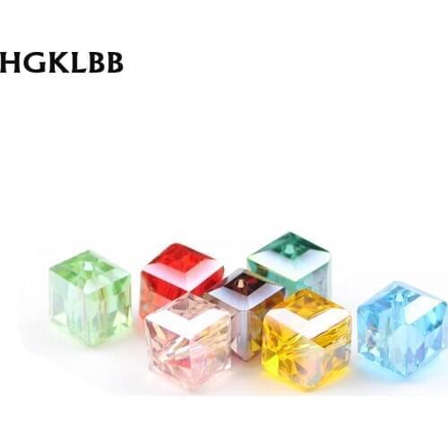 HGKLBB Square shape Austrian crystal beads 10mm 10Pcs Transparent Glass Loose beads for Jewelry making bracelet DIY Accessories