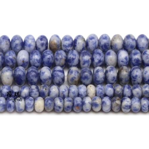 Natural Stone White Dot Blue-vein Sodalite Abacus Spacer Beads 4 6 8mm DIY Handmade Necklace Bracelet Jewelry Making Accessories