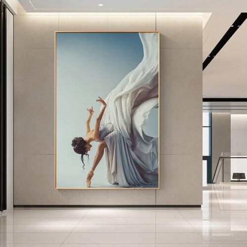 Black White Ballet Dancing Girl Igure Art Dancer Canvas Painting Modern Posters Prints Wall Pictures Entrance Dance Room Decor