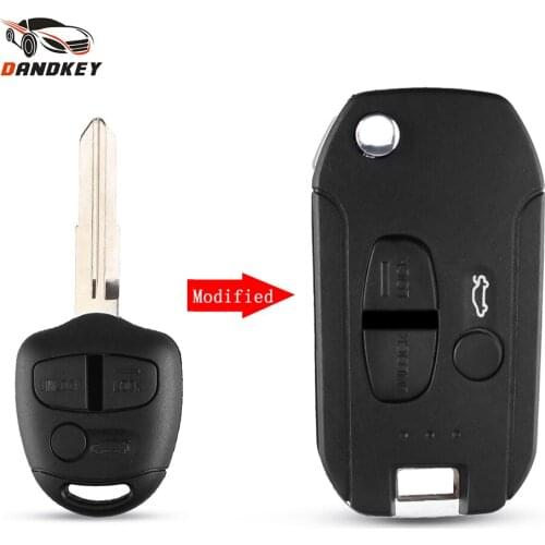 Dandkey Modified 2/3 Button Uncut Left/Right Blade Remote Car Key Shell Case for Mitsubishi Lancer Evolution Grandis Outlander