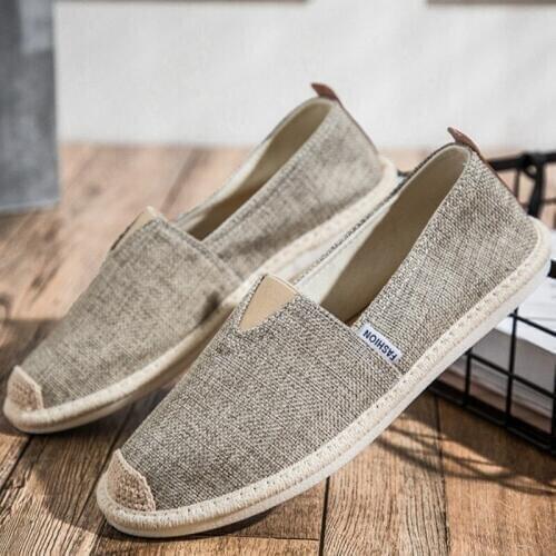 Breathable Summer Mens Casual Flats Shoes Male Footwear Hemp Lazy Flats For Men Male Canvas Loafers Driving Shoes D6-79