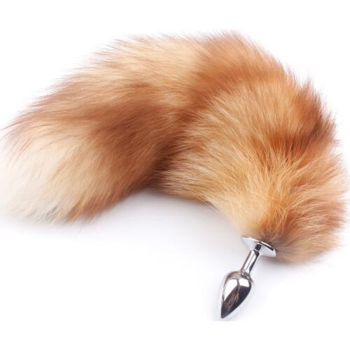 Fanala Drop Shipping Real Gold Fox Tail Anal Plug Fetish Fantasy Soft Fox Tail Butt Plug Cosplay Animal Crawls Paws Tail plug