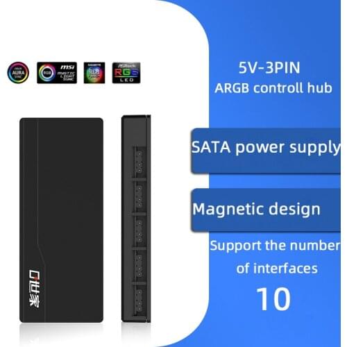 1 to 10 12V 4pin RGB AURA 5V 3 pin ARGB RGBW Cable Splitter Hub Case w/ Tape Extension Cable Adapter LED Strip Light PC RGB Fan