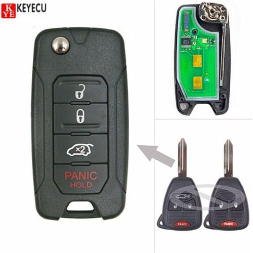 Keyecu Flip Replacement Remote Car Key Fob 433MHz ID46 for Chrysler 200 300 Sebring PT Cruiser Liberty Commander 2005-2009 Years