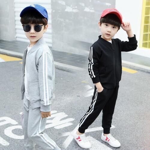 MudiPanda Boys Girls Cloting Set Childrens Spring Striped Student Sprotwear 2pcs suits Long Sleeve Clothes For 6 8 10 Years old