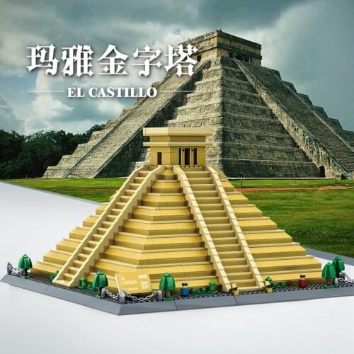 MOC 1340+PCS Architecture City Street View Mayan Pryamids Temple Model Building Blocks Kids Toys For Boys Expert Christmas Gift