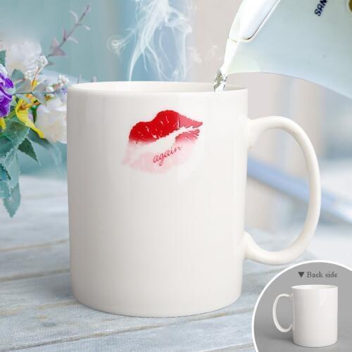Novelty Gifts Kiss Mugs,Temperature Changing Red lip print Cup,Color Chameleon Mugs Heat Sensitive Cup Coffee Mug Drinkware