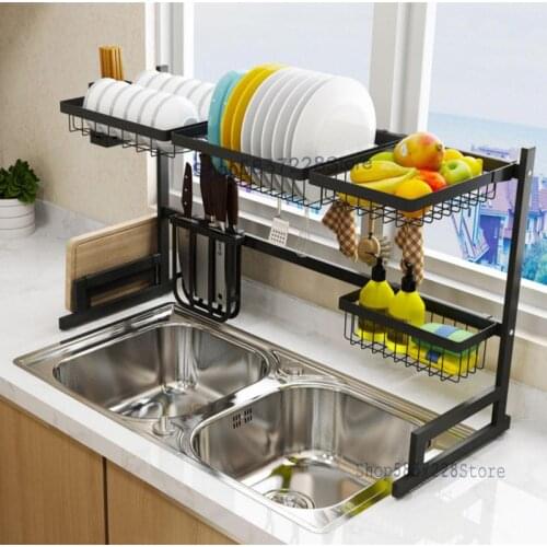 Stainless steel kitchen sink racks for dishes, dishes, drain rack, tableware, sink, countertop storage box, dish rack