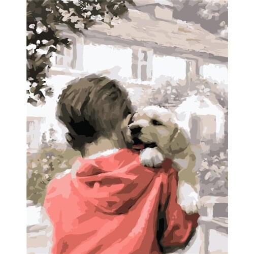 Melody Love 40x50cm No Frame Diy Painting By Numbers Acrylic Colorful Animals Hand Painted Oil Paint By Numbers For Home Decor