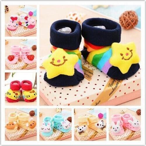 0-1 Year Newborn Baby Socks with Anti Slip Rubber Soles Cute Cartoon Funny Socks For Boy Girl Infantile Autumn Winter Socks