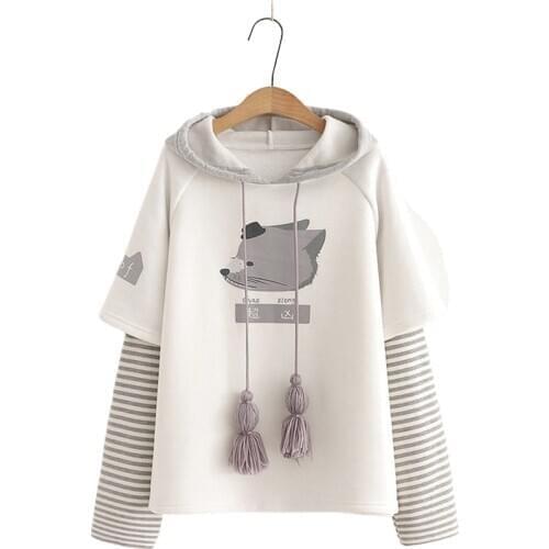 Winter New Women Preppy Style Warm Plus Velvet Sweatshirt Loose Student Thickened Hoodie Femme Harajuku Pullovers 209806