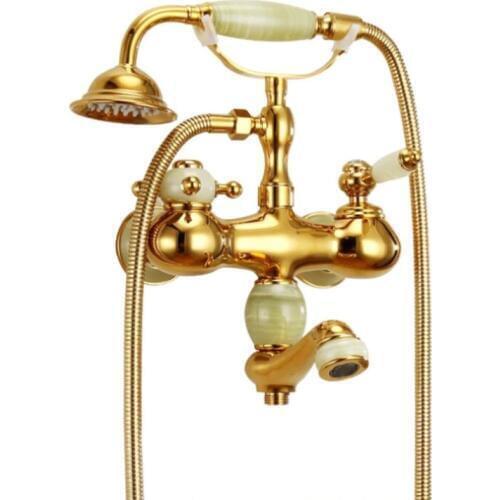 New high quality brass and Jade gold bathroom shower set Wall Mounted bathroom Bathtub Tap
