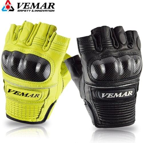 Half Finger Cycling Motorcycle Gloves Retro Leather Bicycle Riding Gloves MTB Road Mountain Bike Guantes Anti Shock Sport Gloves