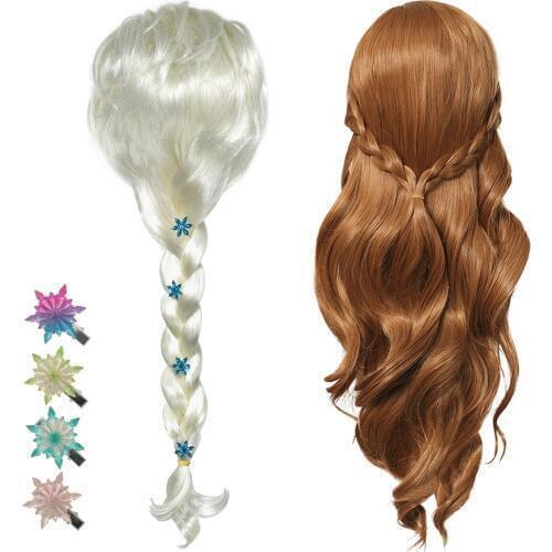 New Anna Elsa 2 Wig Princess Hair Bands Girls Party Fancy Accessories Princess Braid Headwear Christmas Hair Clips Kids Jewelry