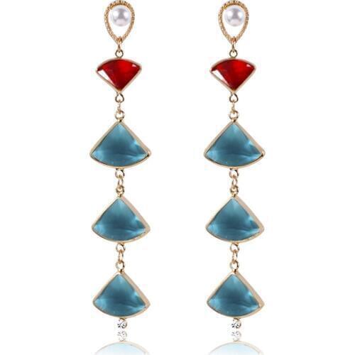 Simple Vintage Irregular Geometric Long Dangle Earrings Fashion Personality Mature Female Womens