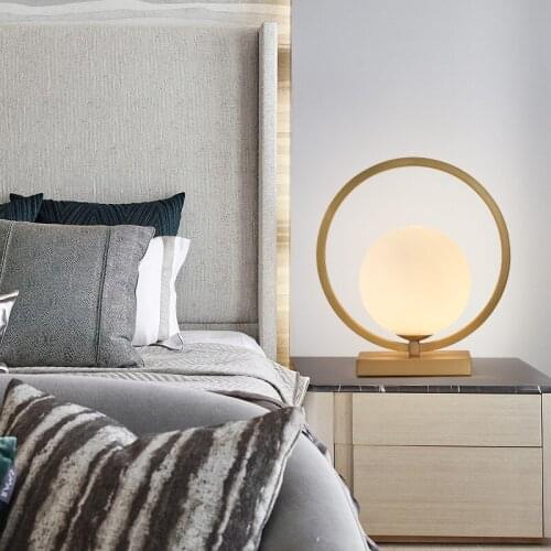 Nordic Copper Table Lamp Living Room Bedroom Bedside Lamp Ins Creative Minimalist Model Room Modern Romantic Decorative Lamp AC