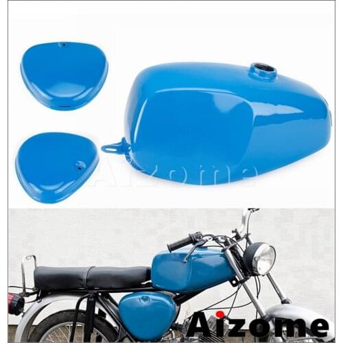Steel Motorcycle Gas Petrol Fuel Tank w/ Blue Side Fairing Cover for Simson S 50 51 70 S50 S51 S70