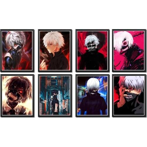 Tokyo Ghoul Colorful Assorted Character Picture Fabric Wall Artwork Poster,8 x 10 Inches,No Frame,8PCS