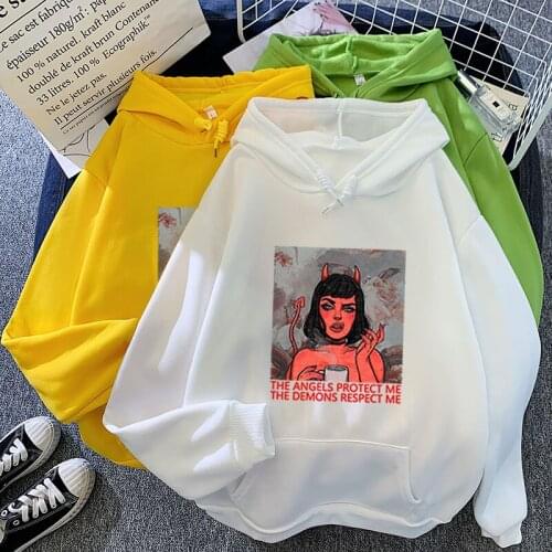 Hoody Cartoon Little Devil Girl Warm Hoodies Female Loose Harajuku WomenS Clothing Hip Hop Fashion Women Sweatshirts with Hood
