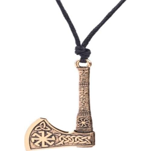 Vintage Pendant Necklace Unisex Viking Axe Shape Wirh Ancient Special Totem Gift Amulet Charm Zinc Alloy Provide Dropshipping
