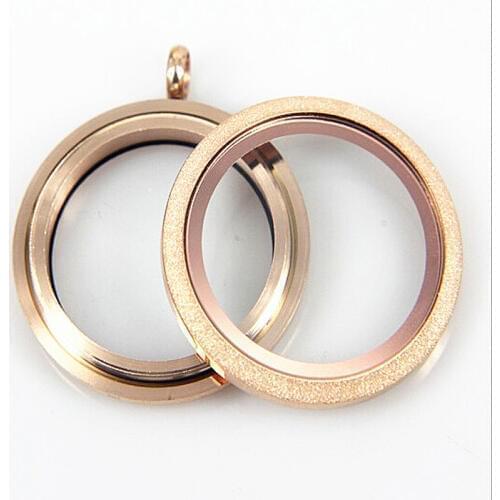 Waterproof Rose Gold Stainless Steel Floating Locket Pendant Sparkle Screw Living Glass Floating Charm Locket For Girls 10pcs