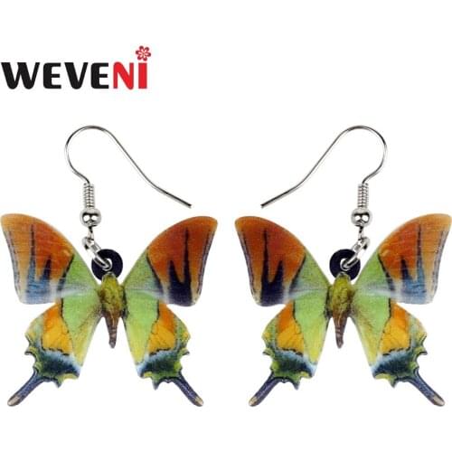 WEVENI Acrylic Fashion Teinopalpus Imperialis Hope Butterfly Earrings Drop Dangle Trendy Insect Original Jewelry For Women Girls