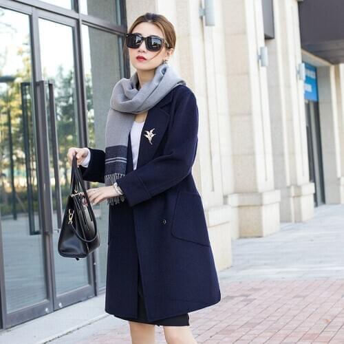 Casaco feminino New Women Autumn Winter Wool Maxi Long Coat Female Double Breasted Loose Overcoat Outerwear LX1824