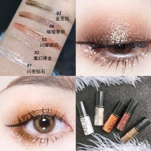 Diamond glitter eye glitter liquid eyeliner, easy to color, quick-drying, waterproof and sweat proof, smooth and bright lines