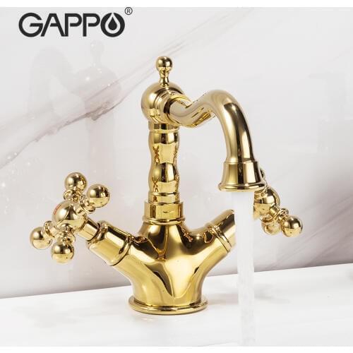 GAPPO Luxury Gold Basin Faucets Bathroom Faucet Waterfall Single Hole Cold and Hot Water Tap Basin Faucet Mixer Taps G1389-6
