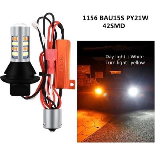 1Set LED Canbus 2835 1156 P21W BA15S PY21W BAU15S 3156 7440 W21W T20 Car DRL Turn Signal Lights Error Free Switchback Dual Color
