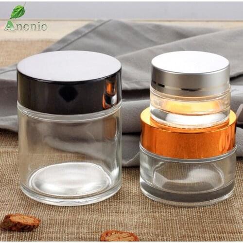 10pcs Glass Refillable Bottles Transparent Travel Face Cream Lotion Cosmetic Lip Balm Container Glass Empty Makeup Jar Pot S080C
