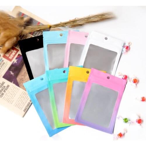 Gradient Rainbow Color Mylar Aluminum Foil Bag Jewelry Storage Bag with Clear Transparent Window Resealable Plastic Zip Lock Bag