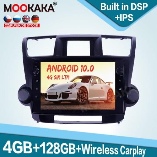 128GB Carplay Android 10 Car Multimedia Player for Toyota Highlander 2009-2013 Auto Radio GPS Navigation Audio Stereo Head Unit