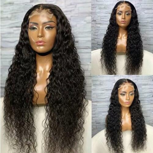 180% Density Black Lace Front Wigs with Baby Hair Gluless Loose Curly Synthetic Wig for Black Women Natural Hairline