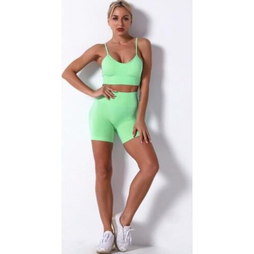 2pcs/set New style Women Seamless leggings Yoga Set Sports Suits Tracksuit Bra Sleeveless Breathable Summer Fitness Gym Sets