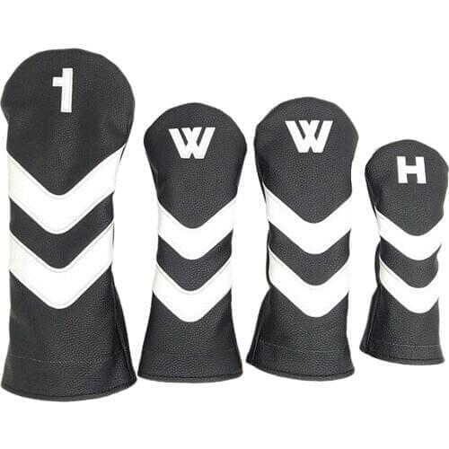 4 Pack Synthetic leather Golf Club Iron Head Covers Cover Set Headcovers Black