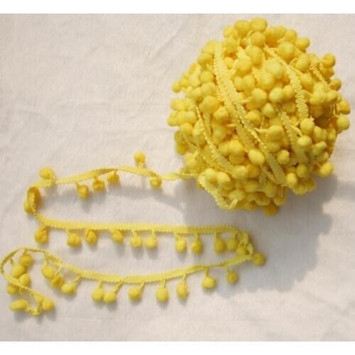 5 yards cute yellow color polyester PomPom fringe trim draper ball Accessories sew 0.8" ball