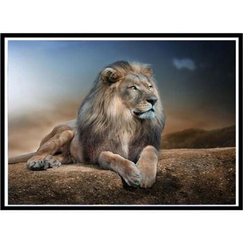 HandmadeDIY 5D diamond painting cartoon animal embroidery cross stitch lion full round diamond Mosaic home decoration pattern