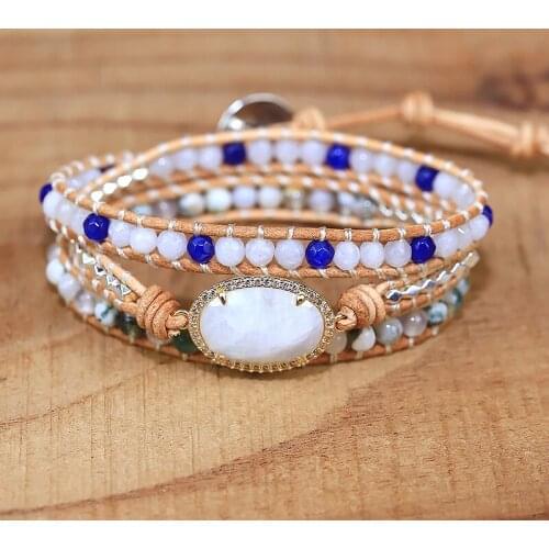 2021 New arrive Moonstone charm bracelet vintage style exclusive Handmade bangle yoga energy jewelry wholesale