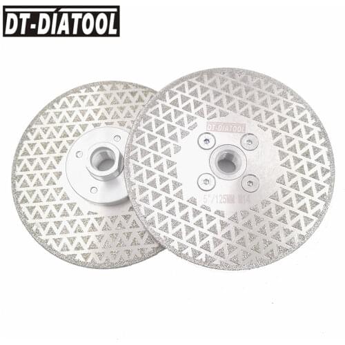 DT-DIATOOL 2pcs M14 Dia 5"/125mm Electroplated Diamond Cutting Disc Grinding Wheel Double Side Coated Granite Marble Saw Blade
