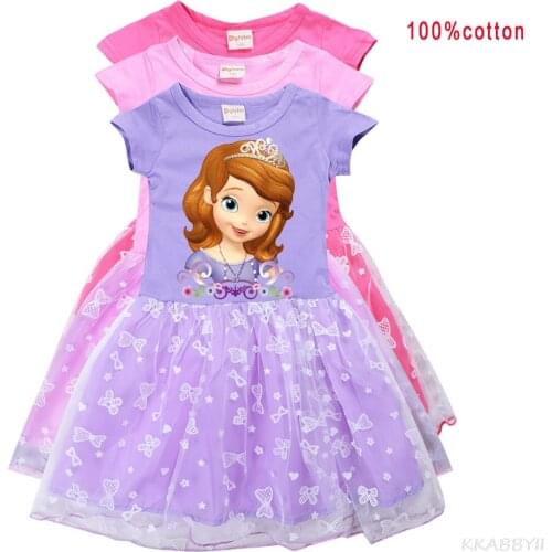 Disney Princess Sofia Girls' Summer Cotton Dress Princess Dress