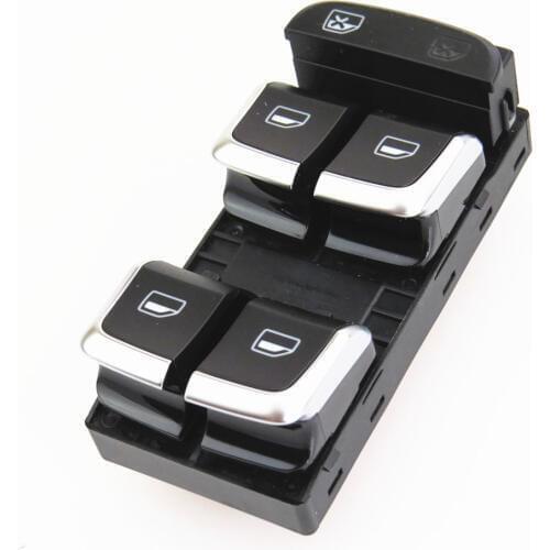 FHAWKEYEQ 10PIN Car Driver Side Window Glass Chrome Master Switch Button For Q5 A4 Allroad S4 B8 8KD 959 851 A 8K0 959 851 D V10