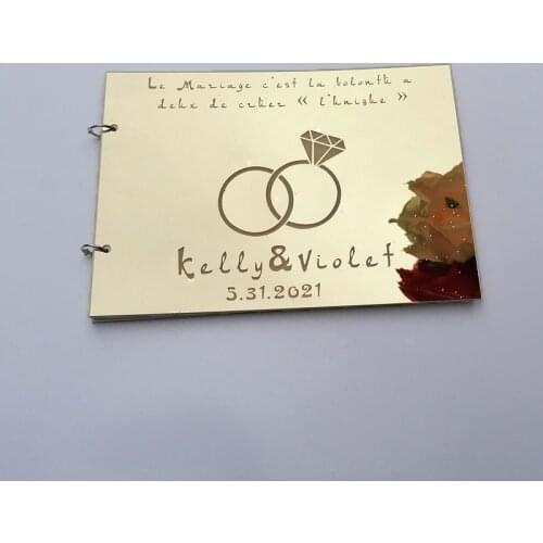 Custom Diamond Acrylic Mirror Blank Guestbook Wedding Signature Guest Book Personalized Baptism Event & Party Decor Favors Gifts