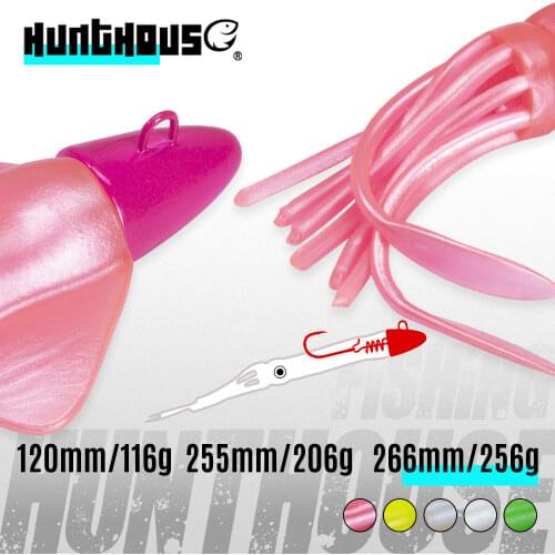Hunthouse jigging lure 116g squid bait jig head silicone lure trolling lerrue for fishing tuna gt peche en mer Calamar jigging