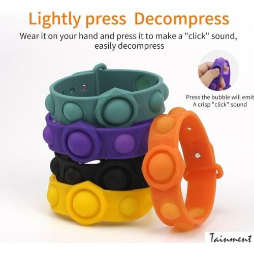 Push Bubble Sensory Fidget Bracelet Toy,Pop it Fidget Toy, A Great Way to Relax and Keep Busy for Kids and Adults 1PC Five Color