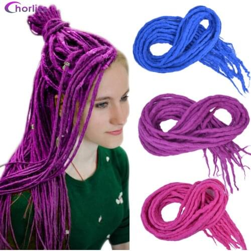 Synthetic Dreadlocks Crochet Hair Soft Wool felt 20inch Handmade Braiding Hair Hip Hop Boy Style Fashion