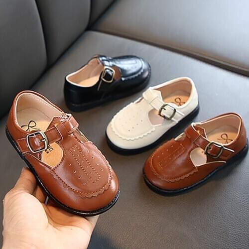 Classic Soft Boy Girls Shoes All-match Toddlers Casual Shoes Soft PU Leather Shoes Big Kids Hollow Slip Children Sneakers